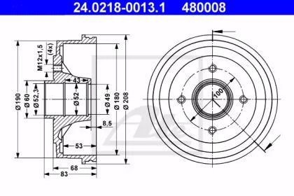 Тормозной барабан ATE BS274350