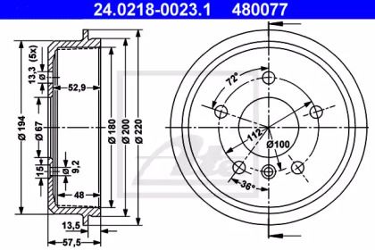 Тормозной барабан ATE BS274391