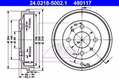 Тормозной барабан ATE BS274739 Тормозной барабан ATE BS274739
