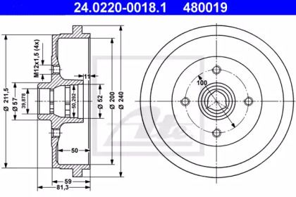 Тормозной барабан ATE BS274528 Тормозной барабан ATE BS274528