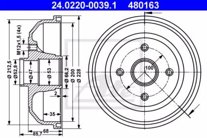 Тормозной барабан ATE BS274380
