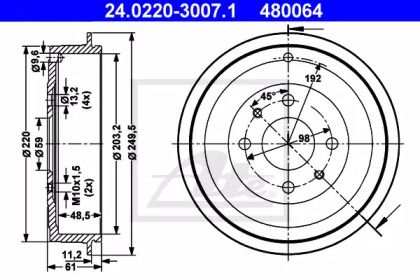Тормозной барабан ATE BS274594 Тормозной барабан ATE BS274594