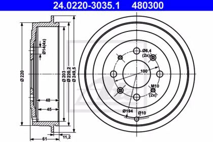 Тормозной барабан ATE BS274701