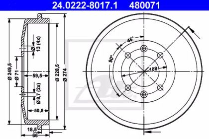 Тормозной барабан ATE BS274596 Тормозной барабан ATE BS274596