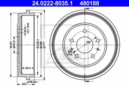 Тормозной барабан ATE BS274820 Тормозной барабан ATE BS274820