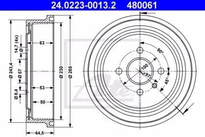 Тормозной барабан ATE BS274401