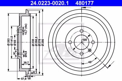 Тормозной барабан ATE BS274798