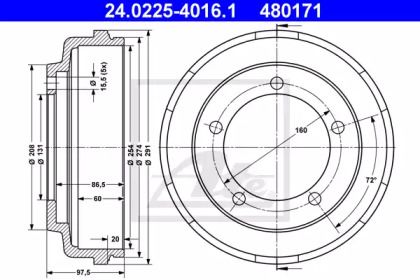 Тормозной барабан ATE BS274933